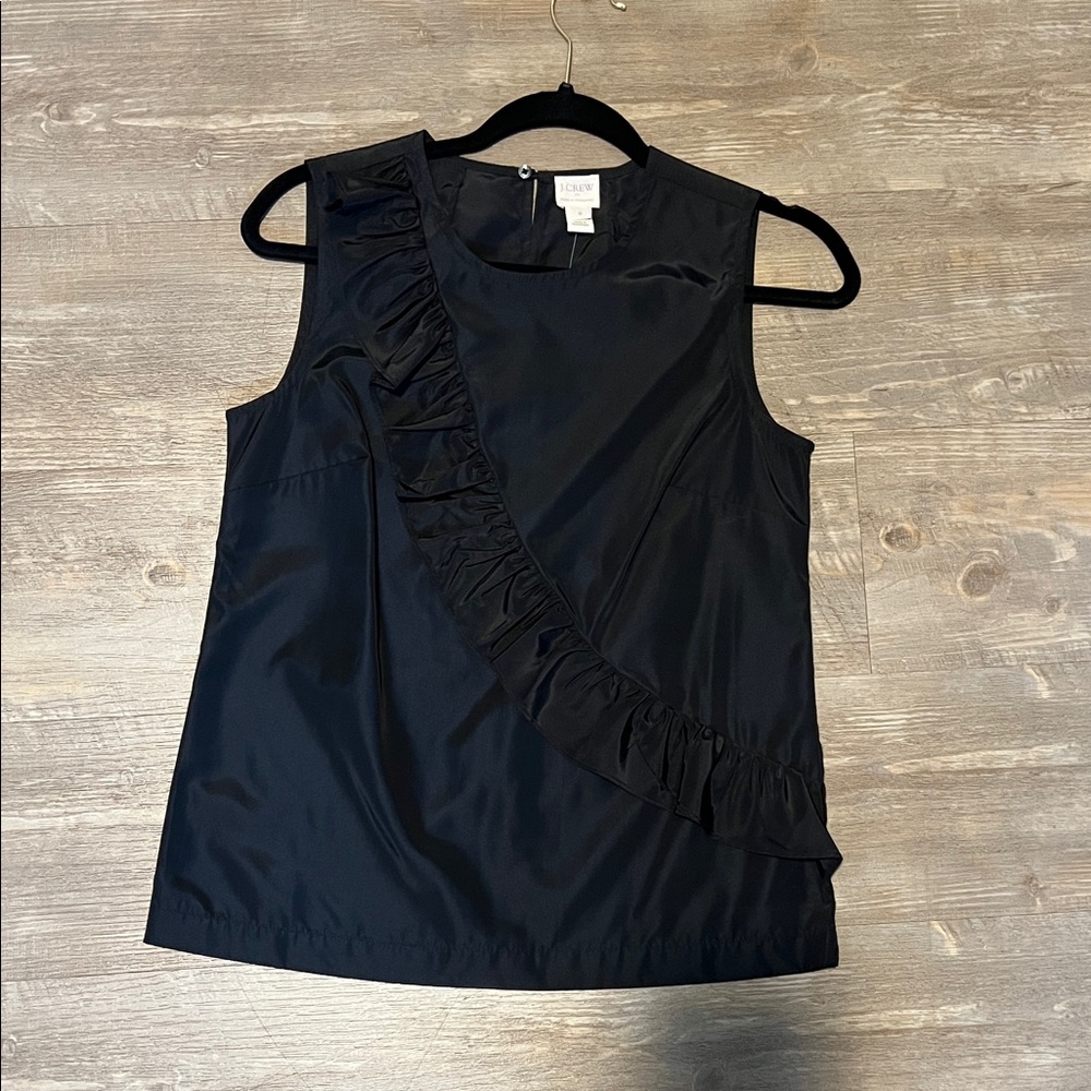 J. Crew Black Ruffle Accent Blouse - NWT